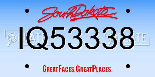IQ53338 South Dakota License Plate