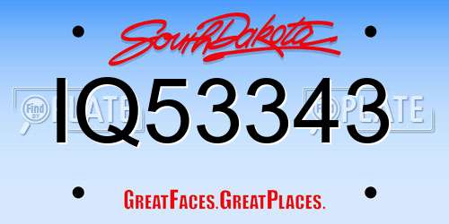 IQ53343 South Dakota License Plate