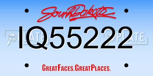 IQ55222 South Dakota License Plate