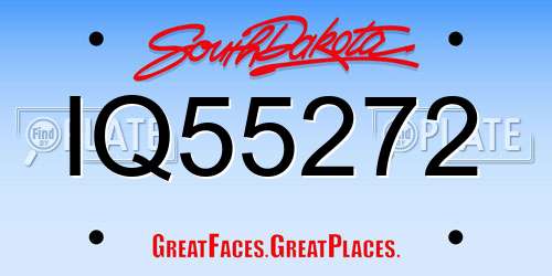 IQ55272 South Dakota License Plate