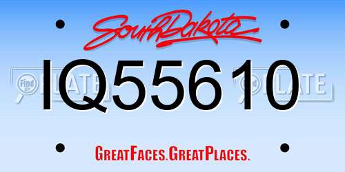 IQ55610 South Dakota License Plate