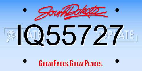 IQ55727 South Dakota License Plate