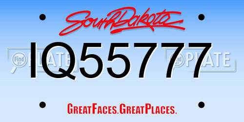 IQ55777 South Dakota License Plate