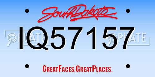 IQ57157 South Dakota License Plate