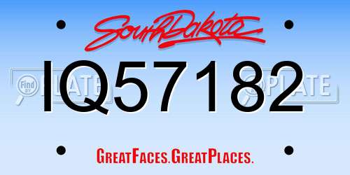 IQ57182 South Dakota License Plate