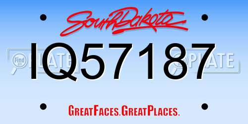 IQ57187 South Dakota License Plate
