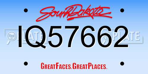 IQ57662 South Dakota License Plate