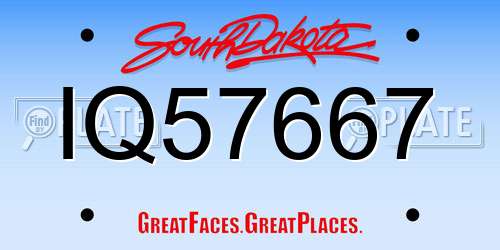 IQ57667 South Dakota License Plate