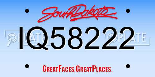 IQ58222 South Dakota License Plate