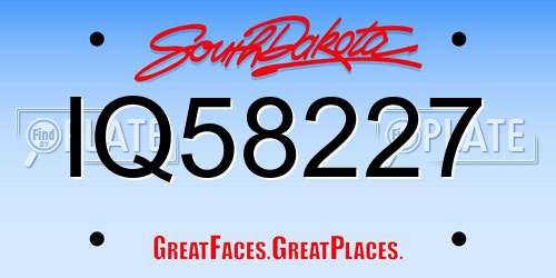 IQ58227 South Dakota License Plate