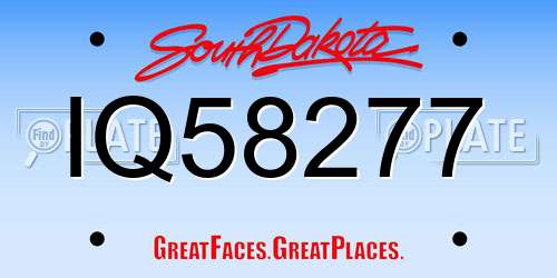 IQ58277 South Dakota License Plate