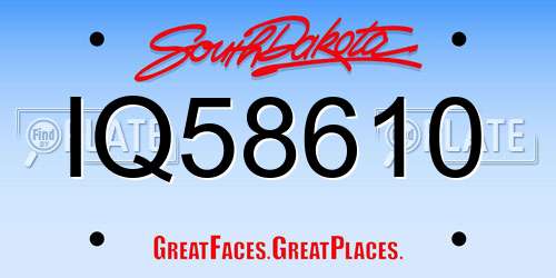 IQ58610 South Dakota License Plate