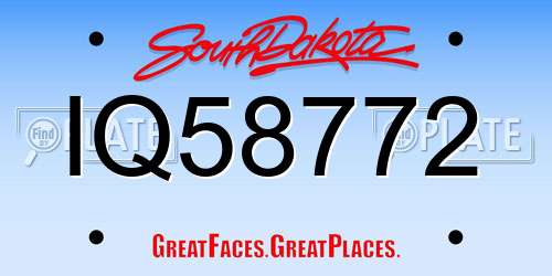 IQ58772 South Dakota License Plate