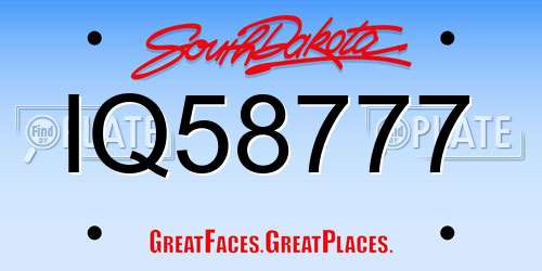 IQ58777 South Dakota License Plate
