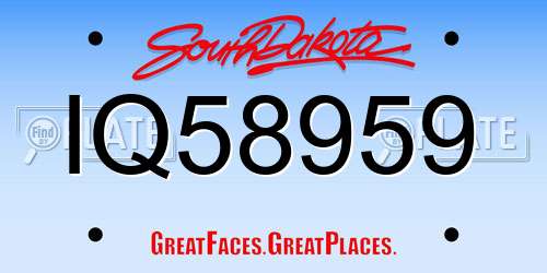 IQ58959 South Dakota License Plate