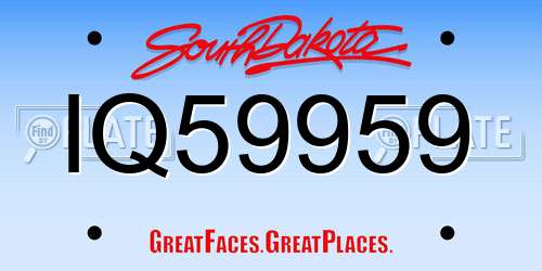 IQ59959 South Dakota License Plate