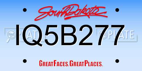 IQ5B277 South Dakota License Plate