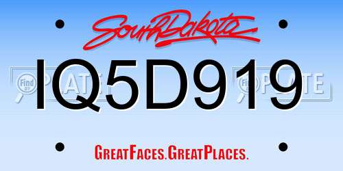 IQ5D919 South Dakota License Plate