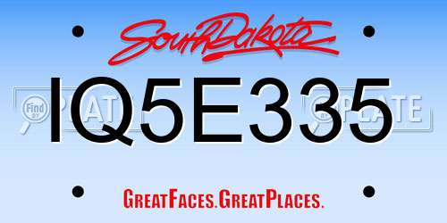 IQ5E335 South Dakota License Plate