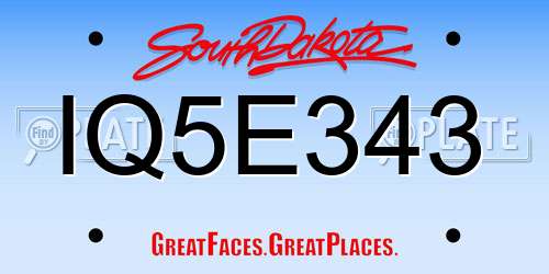 IQ5E343 South Dakota License Plate