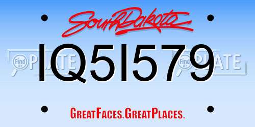 IQ5I579 South Dakota License Plate