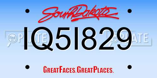 IQ5I829 South Dakota License Plate