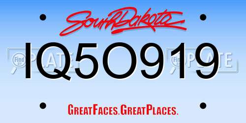 IQ5O919 South Dakota License Plate