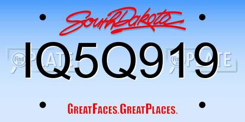 IQ5Q919 South Dakota License Plate