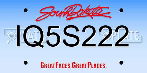 IQ5S222 South Dakota License Plate