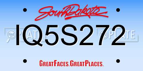 IQ5S272 South Dakota License Plate