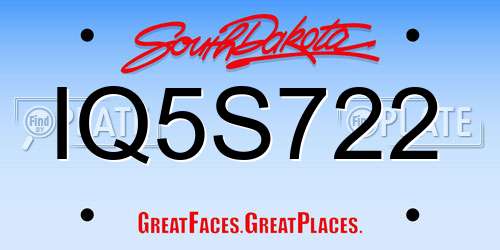 IQ5S722 South Dakota License Plate