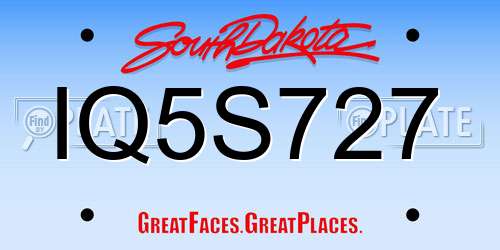 IQ5S727 South Dakota License Plate