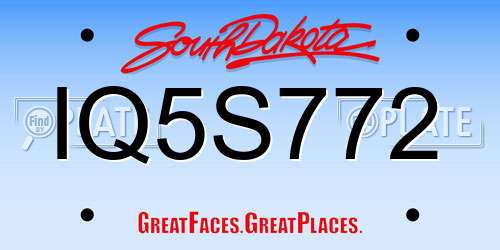 IQ5S772 South Dakota License Plate