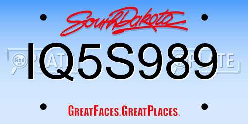 IQ5S989 South Dakota License Plate
