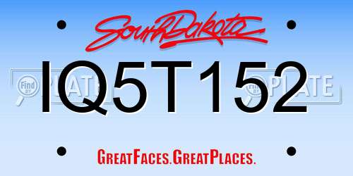 IQ5T152 South Dakota License Plate