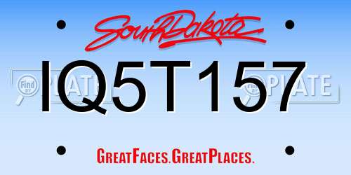 IQ5T157 South Dakota License Plate