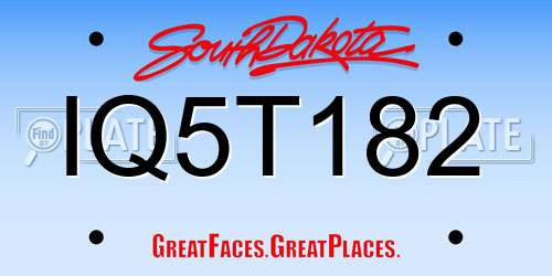 IQ5T182 South Dakota License Plate