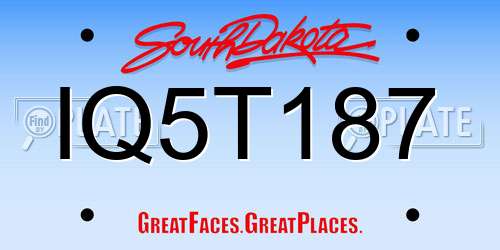 IQ5T187 South Dakota License Plate
