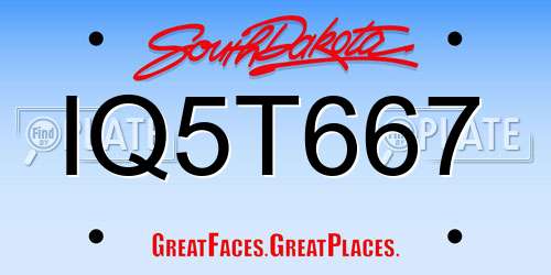 IQ5T667 South Dakota License Plate