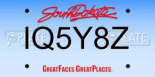 IQ5Y8Z South Dakota License Plate