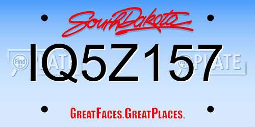 IQ5Z157 South Dakota License Plate