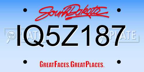 IQ5Z187 South Dakota License Plate