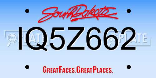 IQ5Z662 South Dakota License Plate