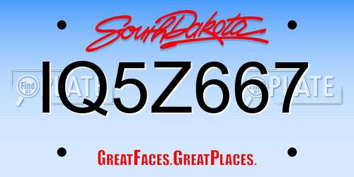 IQ5Z667 South Dakota License Plate