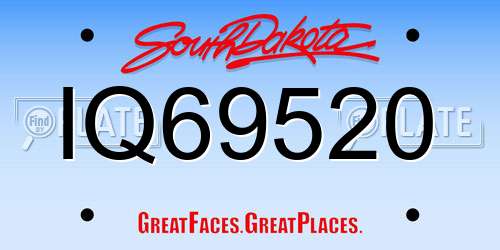 IQ69520 South Dakota License Plate