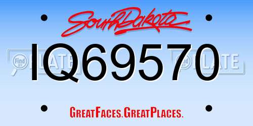 IQ69570 South Dakota License Plate