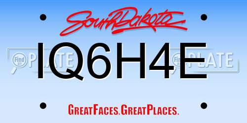 IQ6H4E South Dakota License Plate