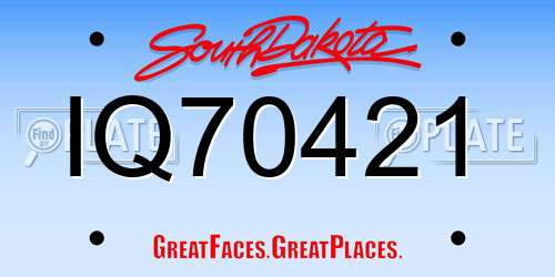IQ70421 South Dakota License Plate