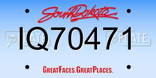 IQ70471 South Dakota License Plate