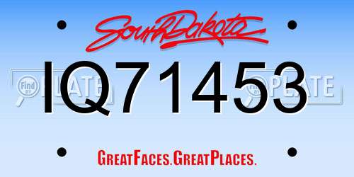 IQ71453 South Dakota License Plate